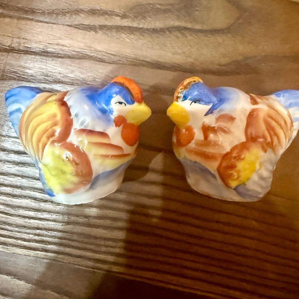 🌻Vintage Hand-Painted Ceramic Bird Salt and Pepper Shakers